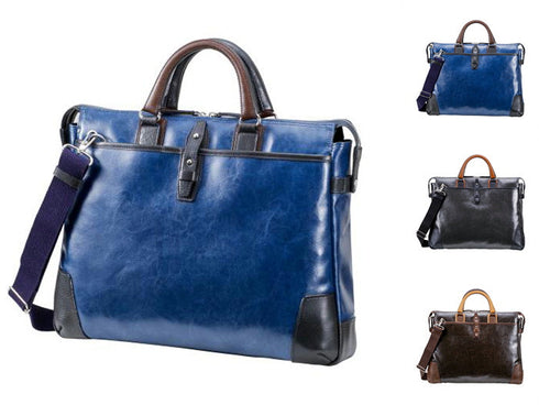 【豊岡鞄 木和田正昭商店 080117 ブラック】どんなシーンにも合う帆布と本革シングルブリーフケース