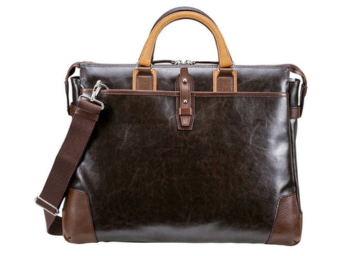 【豊岡鞄 木和田正昭商店 080117 チョコレート】どんなシーンにも合う帆布と本革シングルブリーフケース