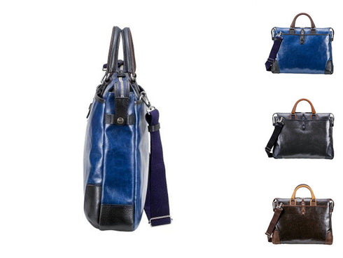 【豊岡鞄 木和田正昭商店 080117 チョコレート】どんなシーンにも合う帆布と本革シングルブリーフケース