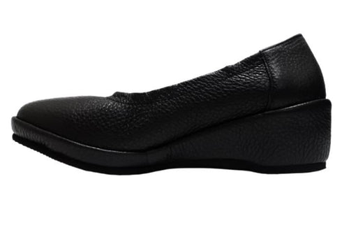 【arui_toe 1100 ブラック】伸縮ゴムの本革コンフォートスリッポン