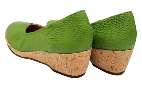 【arui_toe 1100 グリーン】伸縮ゴムの本革コンフォートスリッポン