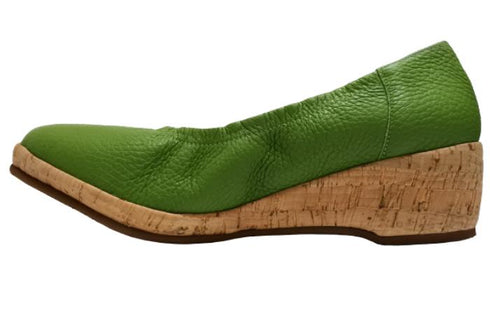 【arui_toe 1100 グリーン】伸縮ゴムの本革コンフォートスリッポン