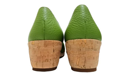 【arui_toe 1100 グリーン】伸縮ゴムの本革コンフォートスリッポン