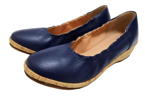 【arui_toe 1100 ネイビー】伸縮ゴムの本革コンフォートスリッポン