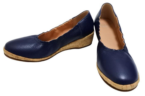 【arui_toe 1100 ネイビー】伸縮ゴムの本革コンフォートスリッポン