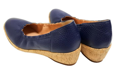 【arui_toe 1100 ネイビー】伸縮ゴムの本革コンフォートスリッポン