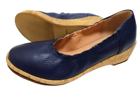 【arui_toe 1100 ネイビー】伸縮ゴムの本革コンフォートスリッポン