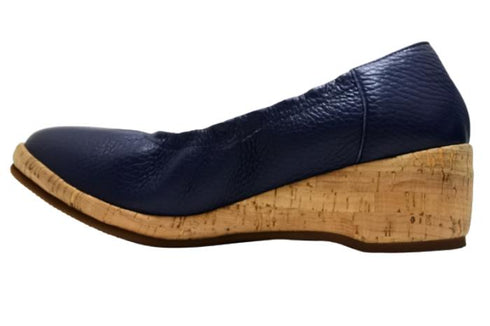 【arui_toe 1100 ネイビー】伸縮ゴムの本革コンフォートスリッポン