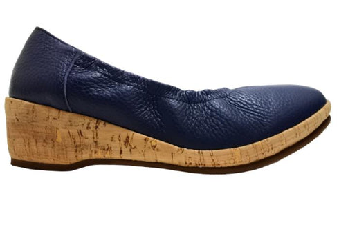 【arui_toe 1100 ネイビー】伸縮ゴムの本革コンフォートスリッポン