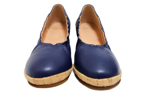 【arui_toe 1100 ネイビー】伸縮ゴムの本革コンフォートスリッポン