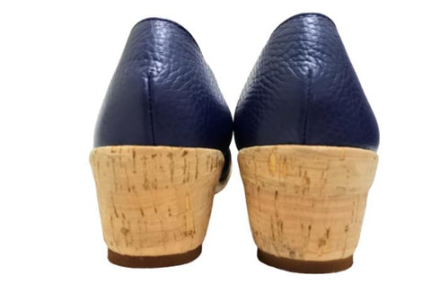 【arui_toe 1100 ネイビー】伸縮ゴムの本革コンフォートスリッポン