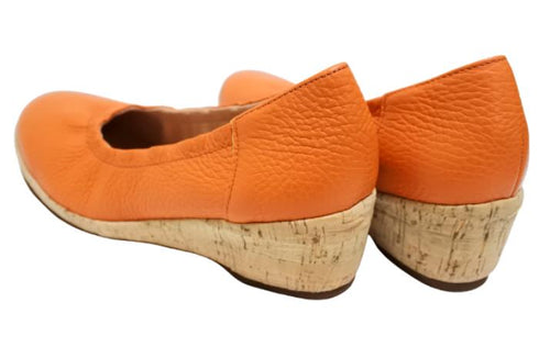 【arui_toe 1100 オレンジ】伸縮ゴムの本革コンフォートスリッポン