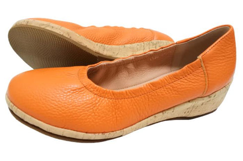 【arui_toe 1100 オレンジ】伸縮ゴムの本革コンフォートスリッポン