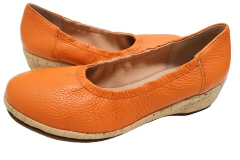 【arui_toe 1100 オレンジ】伸縮ゴムの本革コンフォートスリッポン