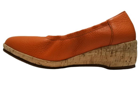 【arui_toe 1100 オレンジ】伸縮ゴムの本革コンフォートスリッポン