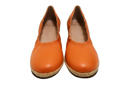 【arui_toe 1100 オレンジ】伸縮ゴムの本革コンフォートスリッポン