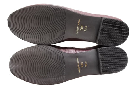 【arui_toe 1701 バーガンディー】リボンモチーフ本革パンプス