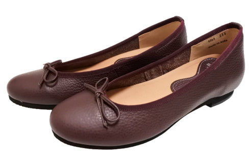 【arui_toe 1701 バーガンディー】リボンモチーフ本革パンプス