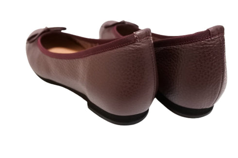 【arui_toe 1701 バーガンディー】リボンモチーフ本革パンプス