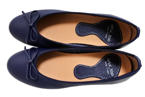 【arui_toe 1701 ネイビー】リボンモチーフ本革パンプス