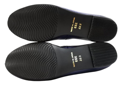 【arui_toe 1701 ネイビー】リボンモチーフ本革パンプス