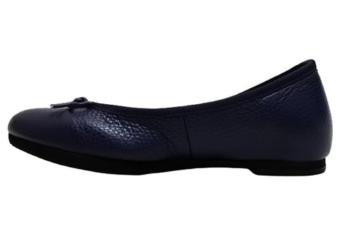 【arui_toe 1701 ネイビー】リボンモチーフ本革パンプス