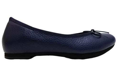 【arui_toe 1701 ネイビー】リボンモチーフ本革パンプス