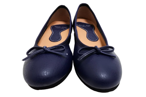 【arui_toe 1701 ネイビー】リボンモチーフ本革パンプス