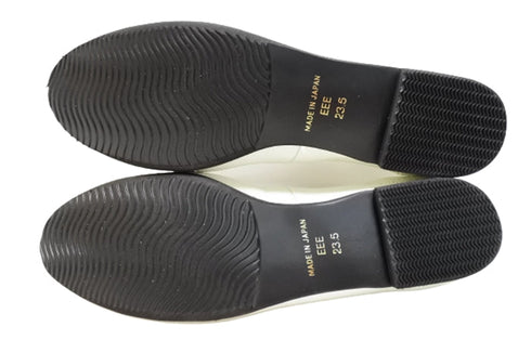 【arui_toe 1701 オフホワイト】リボンモチーフ本革パンプス