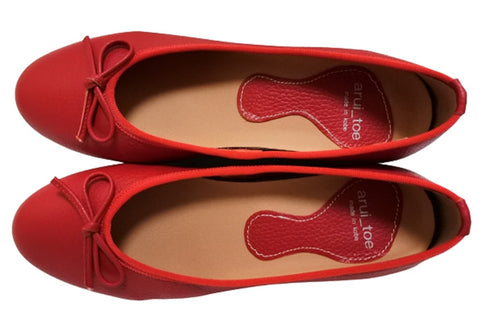 【arui_toe 1701 レッド】リボンモチーフ本革パンプス