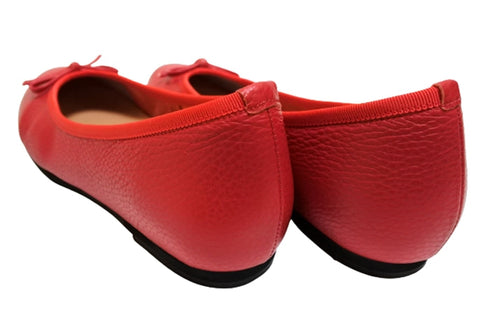 【arui_toe 1701 レッド】リボンモチーフ本革パンプス