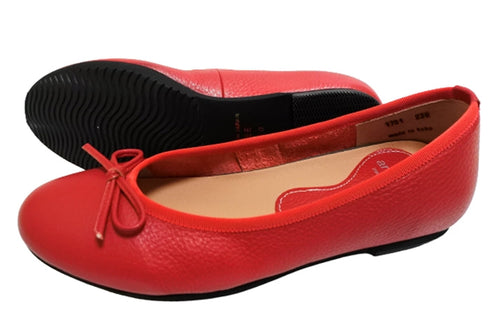 【arui_toe 1701 レッド】リボンモチーフ本革パンプス