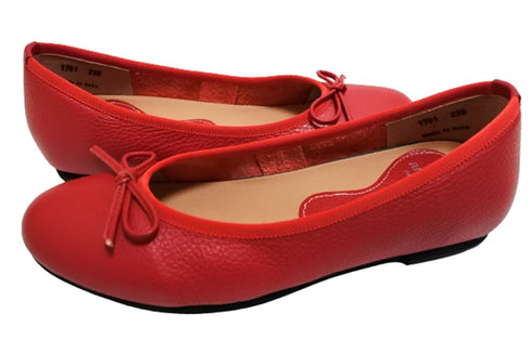 【arui_toe 1701 レッド】リボンモチーフ本革パンプス