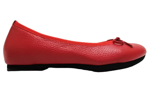 【arui_toe 1701 レッド】リボンモチーフ本革パンプス