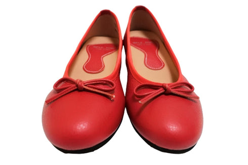 【arui_toe 1701 レッド】リボンモチーフ本革パンプス