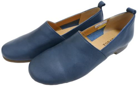 【TODAY'S 1877 ネイビー】シンプルなLカット本革やわらかスリッポン