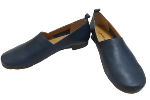 【TODAY'S 1877 ネイビー】シンプルなLカット本革やわらかスリッポン