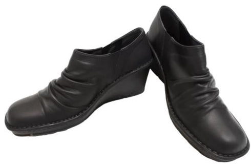 【インコルジェ2000 ブラック】本革ウェッジハイヒールブーティ