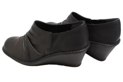 【インコルジェ2000 ブラック】本革ウェッジハイヒールブーティ