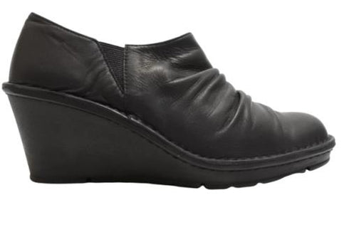 【インコルジェ2000 ブラック】本革ウェッジハイヒールブーティ