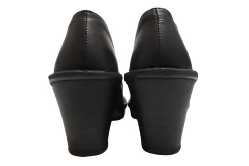 【インコルジェ2000 ブラック】本革ウェッジハイヒールブーティ