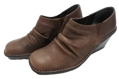 【インコルジェ2000 ダークブラウン】本革ウェッジハイヒールブーティ