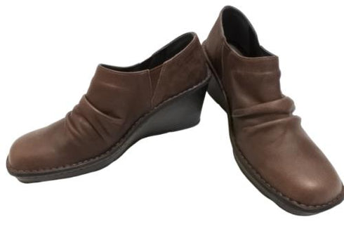 【インコルジェ2000 ダークブラウン】本革ウェッジハイヒールブーティ