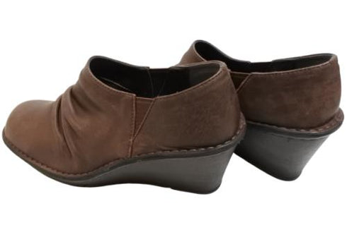 【インコルジェ2000 ダークブラウン】本革ウェッジハイヒールブーティ