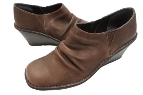 【インコルジェ2000 ダークブラウン】本革ウェッジハイヒールブーティ