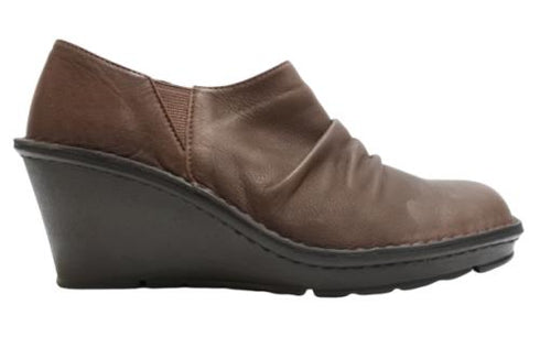 【インコルジェ2000 ダークブラウン】本革ウェッジハイヒールブーティ