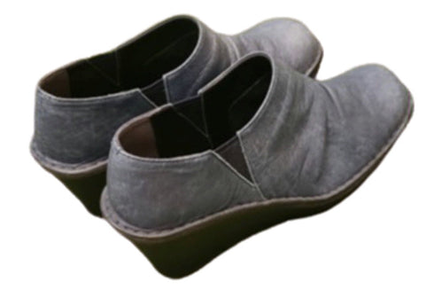 【インコルジェ2000 ネイビー】本革ウェッジハイヒールブーティ