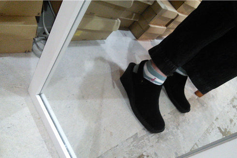 【インコルジェ2016 ブラック】ウェッジハイヒール2WAYミュール