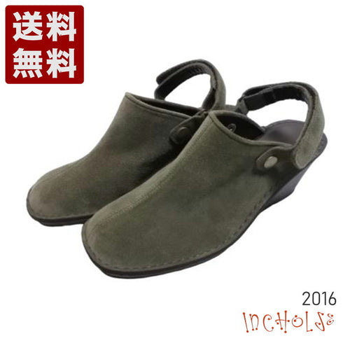【インコルジェ2016 カーキ】ウェッジハイヒール2WAYミュール