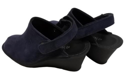 【インコルジェ2016 ネイビー】ウェッジハイヒール2WAYミュール